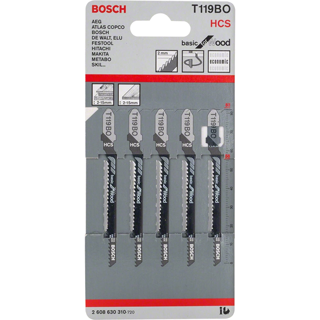 Bosch Jigsaw Blade T119BO Basic Curved Cut Composite 5pk