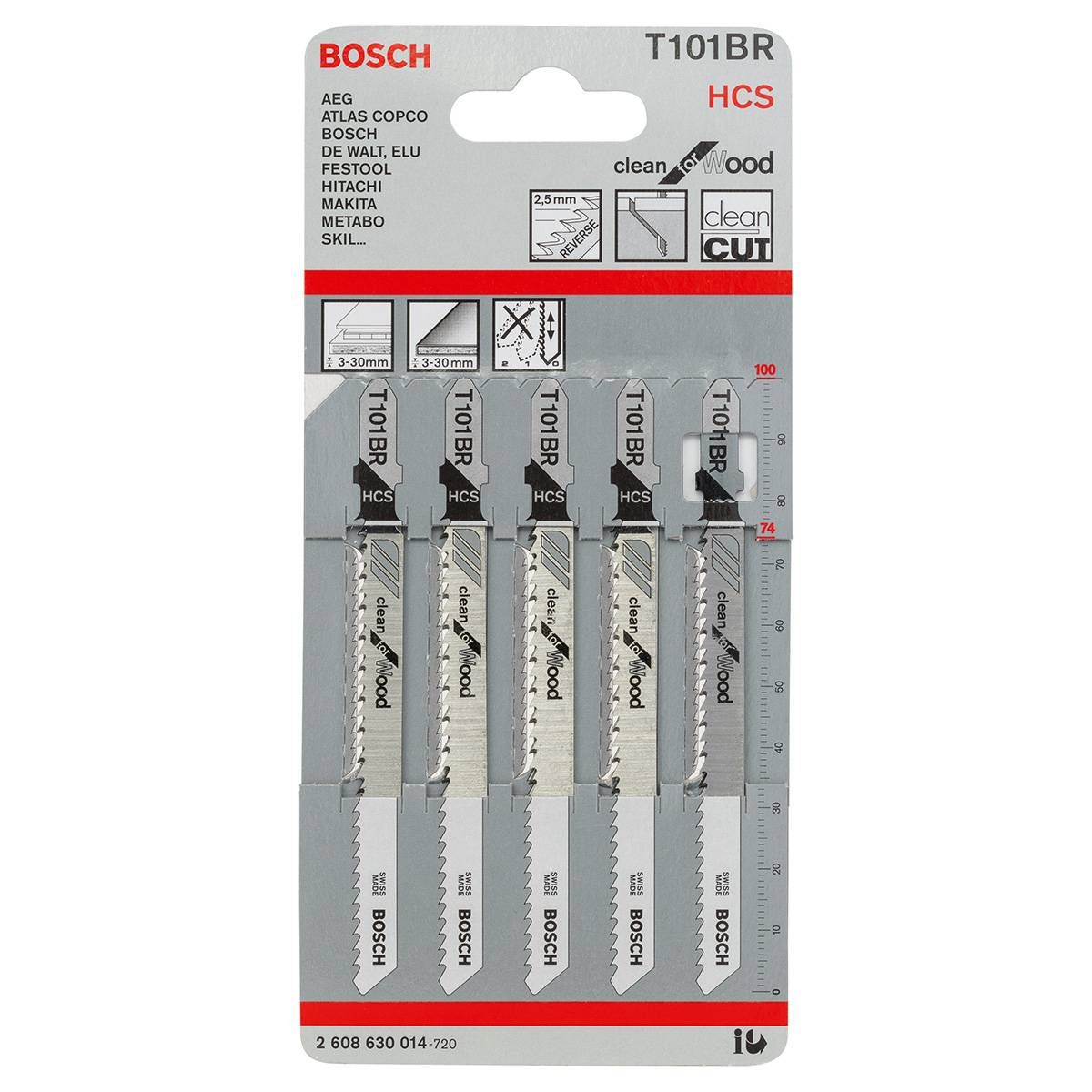 Bosch Jigsaw Blade T101BR Down Cut Wood 5pk