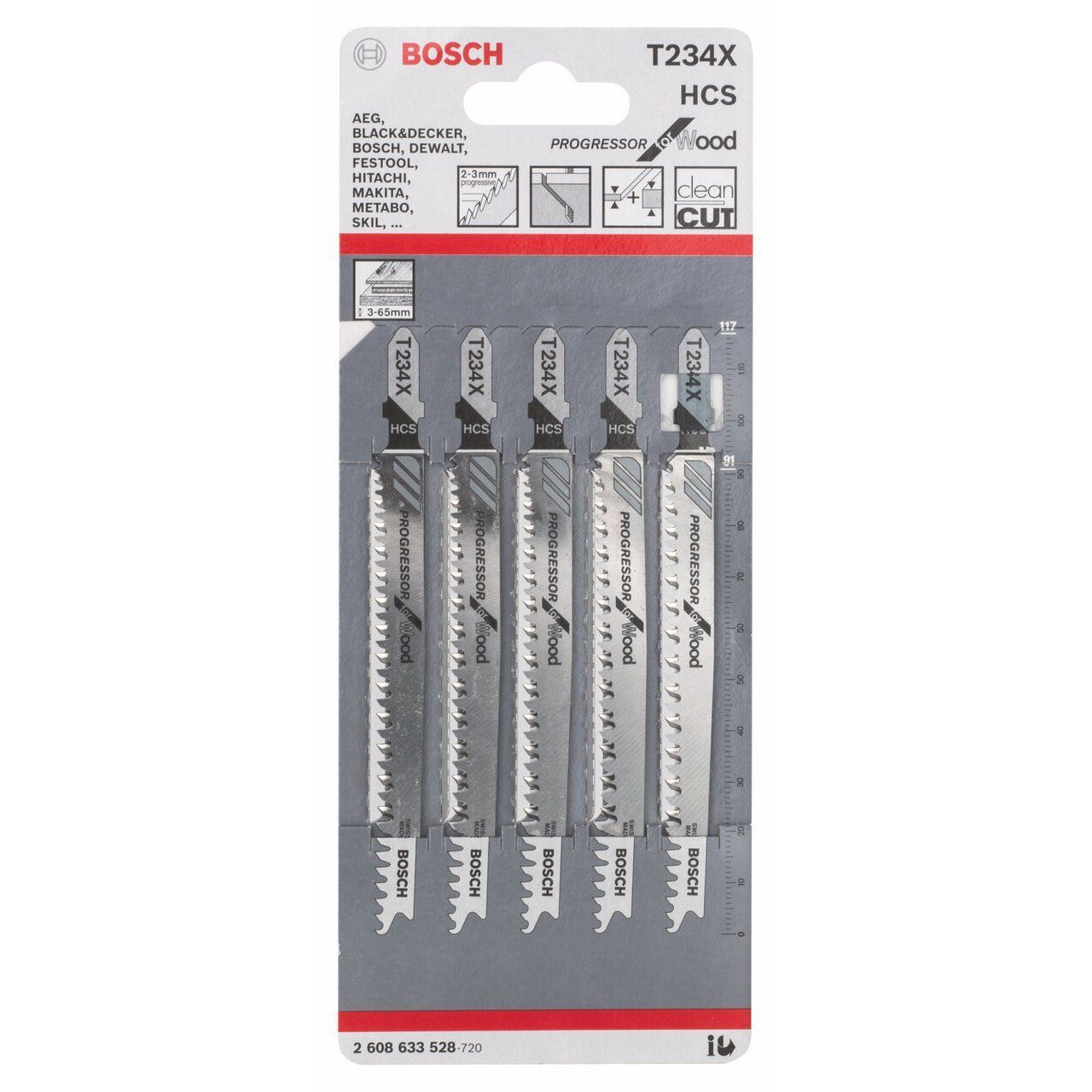 Bosch Jigsaw Blade T234X Progressor Softwood & Composite 5pk