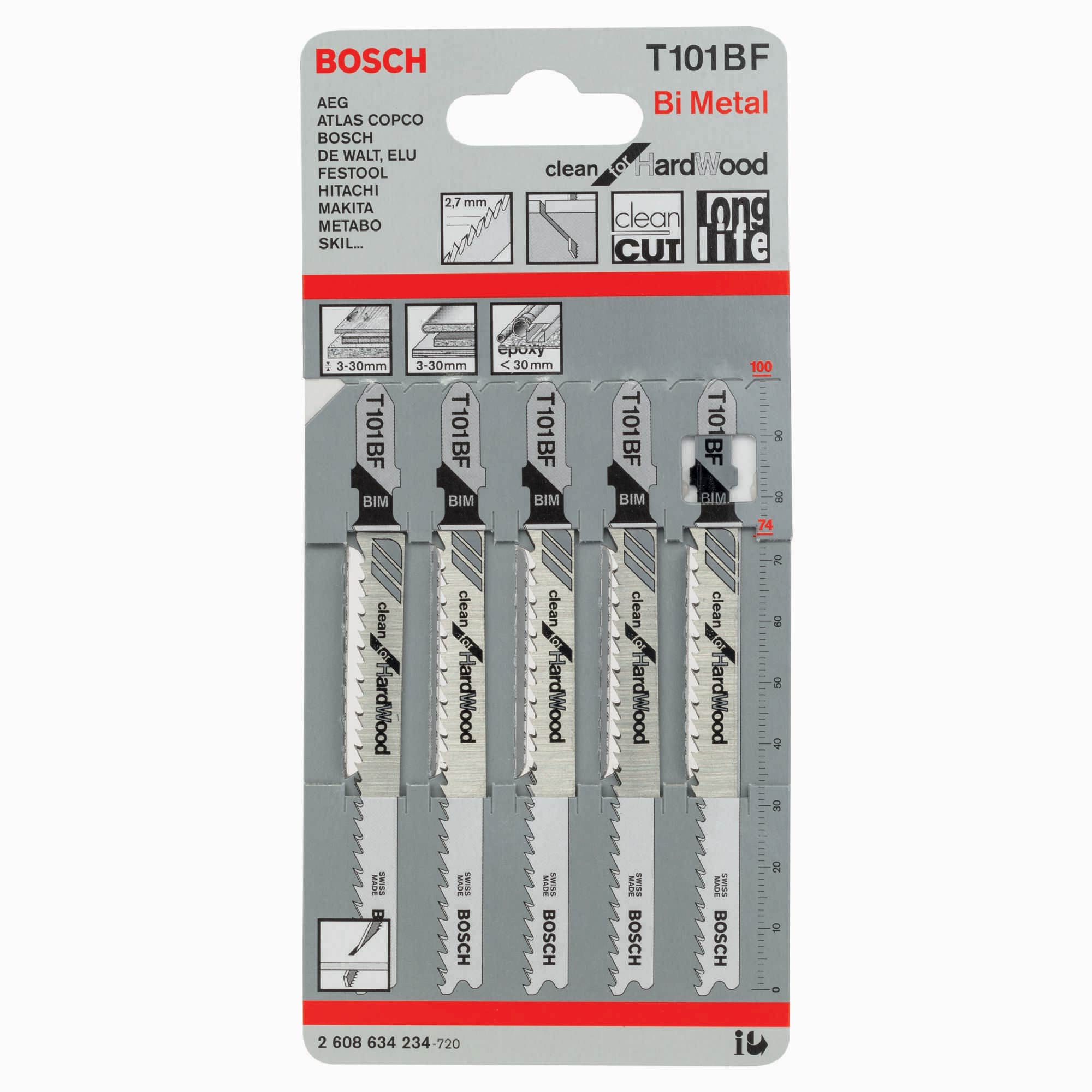 Bosch Jigsaw Blade T101BF Plastic/Epoxy & Laminate 5pk