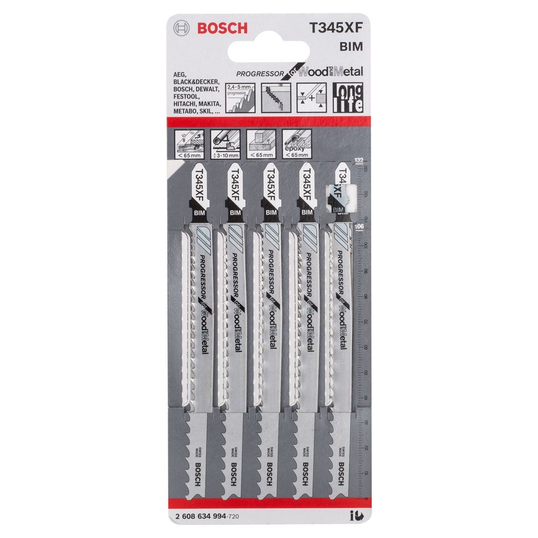 Bosch Jigsaw Blade T345XF Wood Progressor 5pk