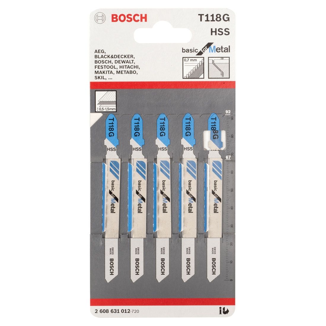Bosch Jigsaw Blade T118G Basic Metal plate 5pk