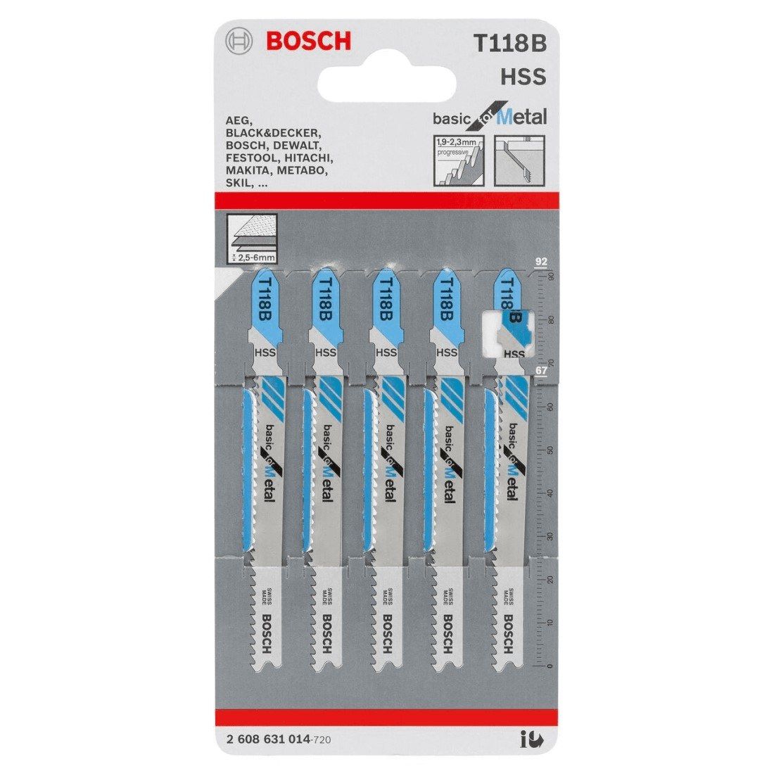 Bosch Jigsaw Blade T118B Basic Medium Metal 5pk