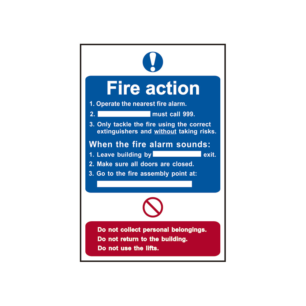 Fire Action Sign