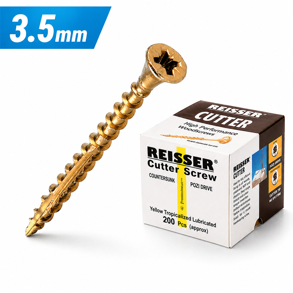 3.5mm Reisser R2 Cutter Countersunk Pozi Woodscrew