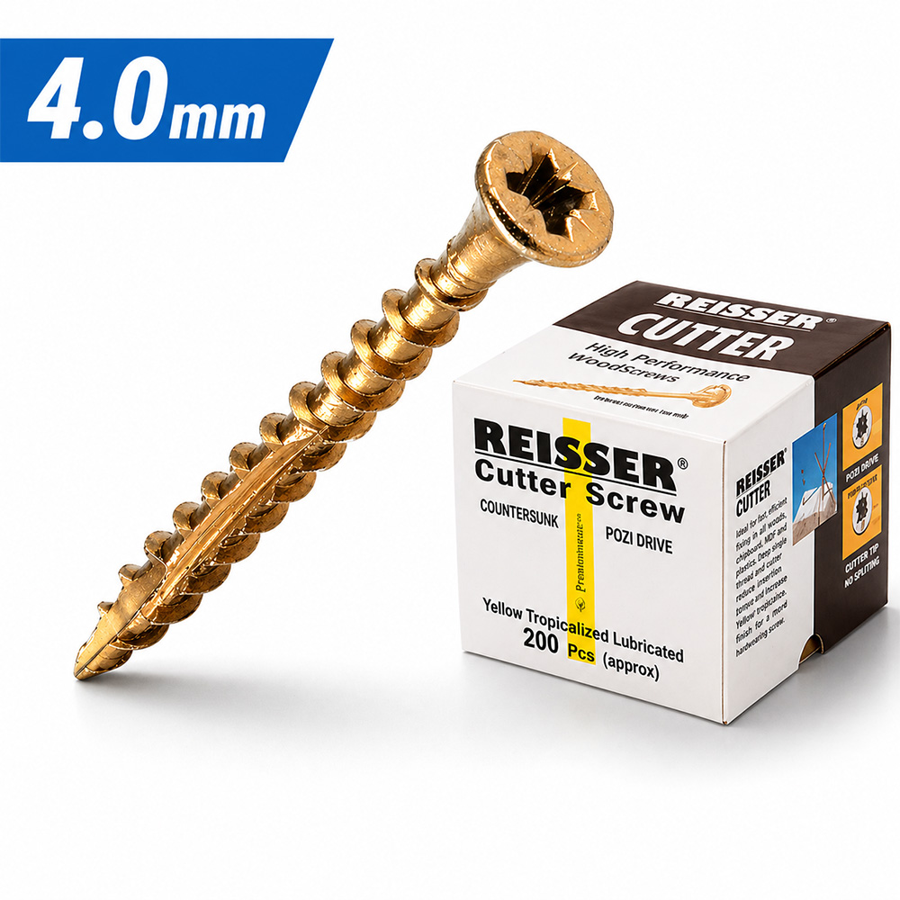 4.0mm Reisser R2 Cutter Countersunk Pozi Woodscrew