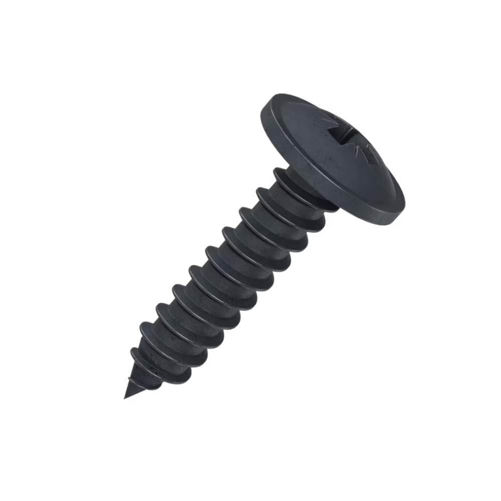 Flange Pozi Self-Tapping Screws - Black