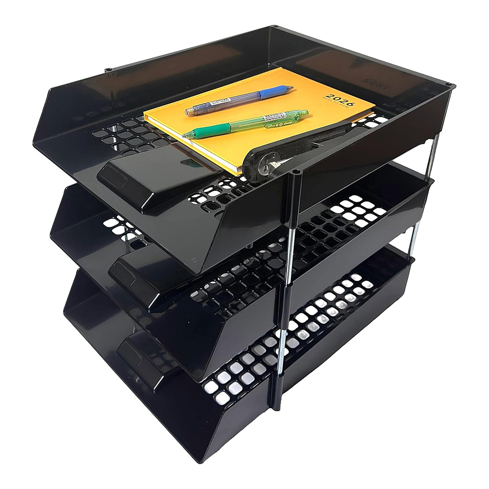A4 Black Plastic Letter Trays with Risers