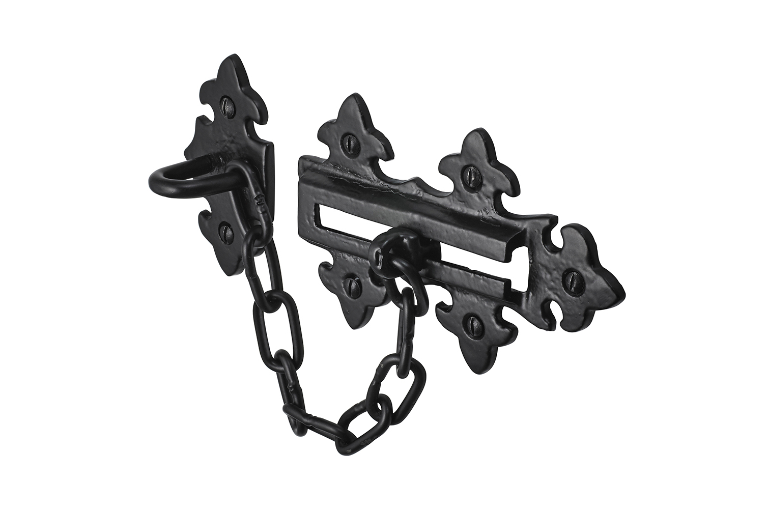 Fleur De Lys Black Antique Door Chain