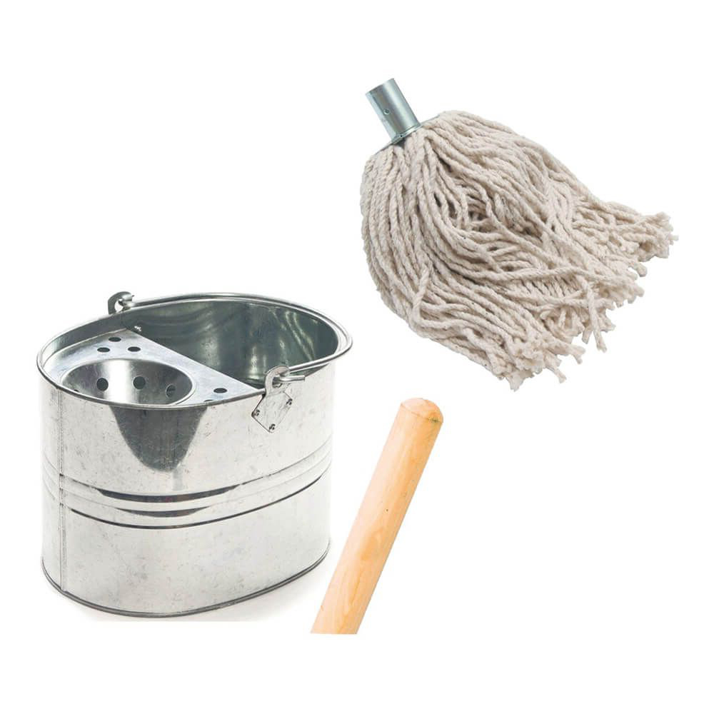 String Mop and Galvanised Bucket